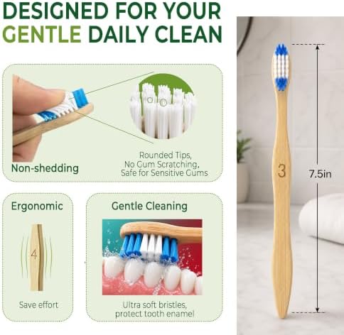 Bamboo Toothbrushes, Dual Bristle Soft & Medium, Deep Clean - Image 2