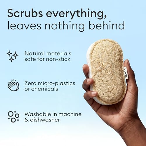 Vove Cleaning Duo, Bamboo Dish Brush Set and Natural Dish Sponges - Image 4