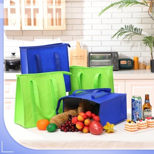 10 Pack 10 Pack Large Insulated Grocery Bag Zippered, Green, Blue - Image 6