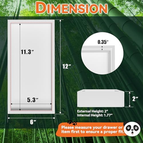 Lixple Bamboo Kitchen Drawer Organizer, 2 Pack, 12" x 6" x 2", White - Image 2