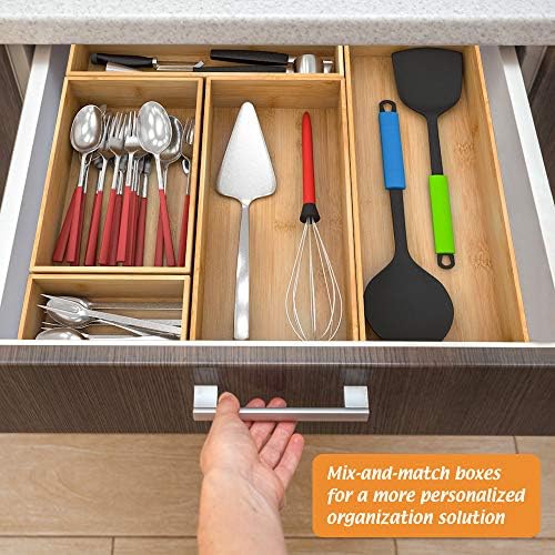 Bamboo Kitchen Drawer Organizer 9"x 6", Storage Box for Utensil Organizer - Image 2