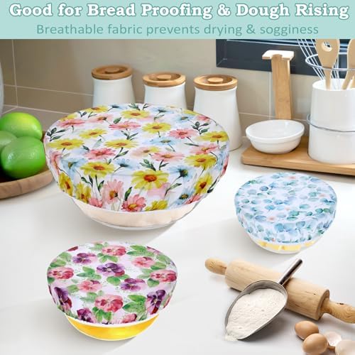 5Pcs Reusable Beeswax Elastic Bowl Covers for Bread Proofing and Food Cover - Image 4