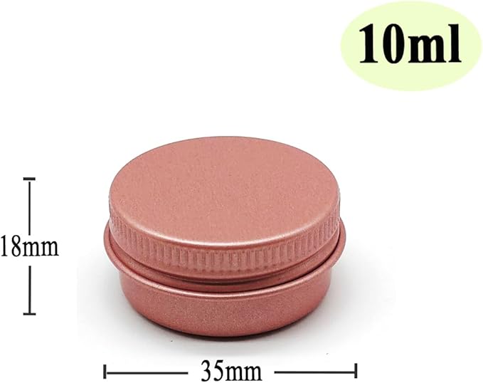 10ml Aluminum Tin Jar, 1/3 oz Makeup Container, 10g Cans Screw up Lid Small Round Container Bottle for Cosmetics, Lip Balm Scrub Cream Toner Candle Tea Beads, 24 Pack Travel Tins, Matte-Pink