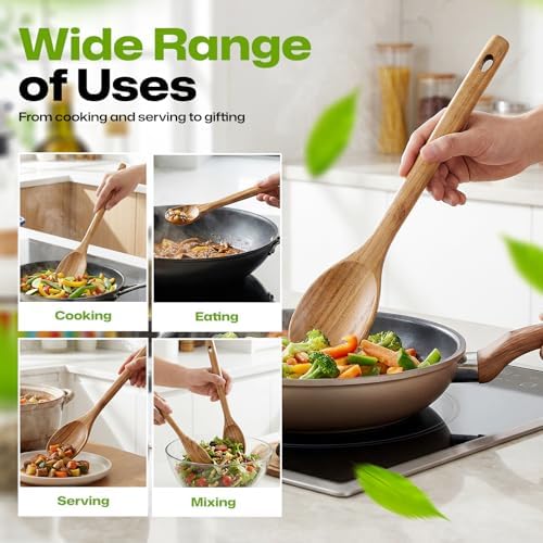 AIUHI 3Pcs Wooden Spoon Set, Different Size Wood Spoons for Cooking, Wooden Kitchen Utensils Set for Mixing, Serving and Eating - Image 5