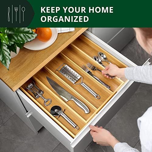 ROYAL CRAFT WOOD Luxury Bamboo Kitchen Drawer Organizer - Silverware Organizer - Utensil Holder and Cutlery Tray with Grooved Drawer Dividers for Flatware and Kitchen Utensils (5 Slot, Natural) - Image 6