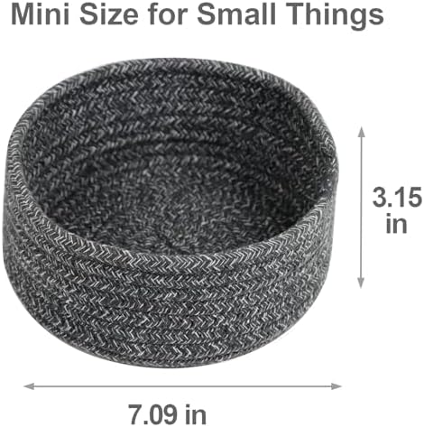 Small Woven Cotton Rope Baskets, Set of 3, Grey - Image 4