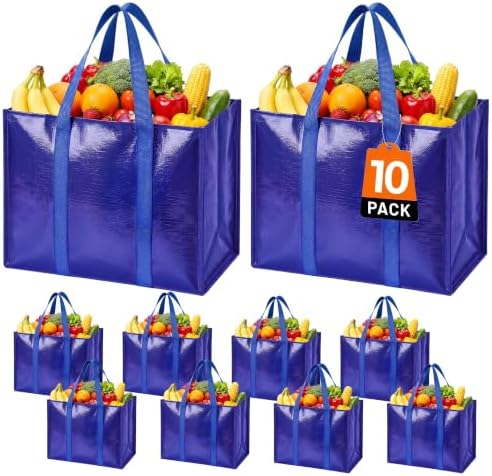 Reusable Grocery Bags, Waterproof & Foldable Shopping Bags Stand Upright by WiseLife