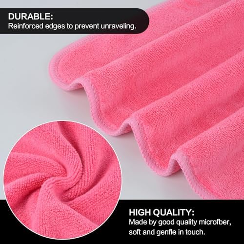 SINLAND Microfiber Facial Cloths Fast Drying Washcloth 12inch x 12inch Dark pink 6 pack - Image 3