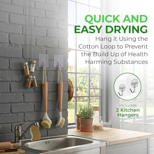AIRNEX Wooden Dish Brush Set of 2 - Dish Brush with Handle Made of Wood & Sisal Bristles, Non Scratch Kitchen Scrub Brush for Dishes, Pots & Pans, Dish Scrubber with Plastic Free Bristles - Image 5