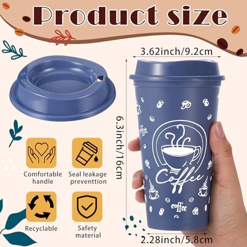 12 Sets Reusable Coffee Cups with Lids, 16oz, Morandi - Image 2