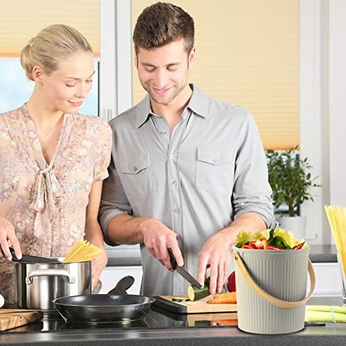 Compost Bin Kitchen, LALASTAR Countertop Compost Bin with Lid, Made of Sustainable Bamboo Fiber, Odorless Indoor Compost Bin, 1 Gallon, Grey - Image 2