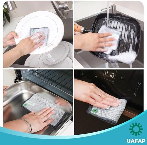 12pcs Upgrade 3-Layer Non-Scratch Steel Wool Dish Rags for Washing Dishes - Image 6