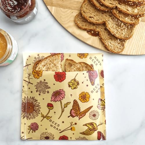 Bee's Wrap Beeswax Food Wraps, Sandwich & Snack Bags, 2 Pack - Meadow Magic - Image 3
