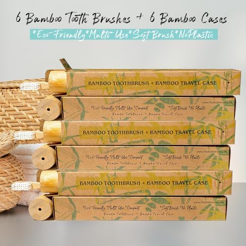 Bamboo Toothbrush & Travel Case Set – Eco-Friendly Oral Care with Soft Bristles – Sustainable & Portable Dental Hygiene Kit2 Pack (6) - Image 2
