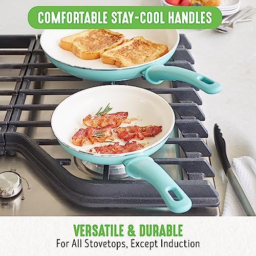 GreenLife Soft Grip Healthy Ceramic Nonstick, 15 Piece Cookware Pots and Pans Set, Induction, PFAS-Free, Dishwasher Safe, Turquoise - Image 6