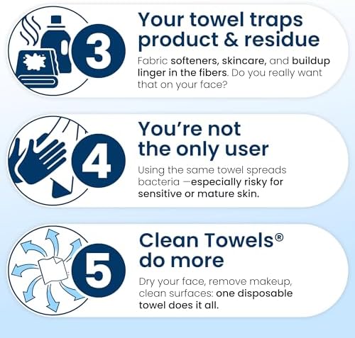 Clean Skin Club Clean Towels XL®, 100% USDA Biobased Face Towel, Disposable Face Towelette, Eczema Association Accepted, Makeup Remover Dry Wipes, Ultra Soft, 1 Pack, 50 Ct - Image 6