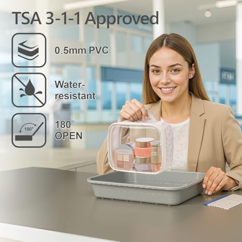 PACKISM Clear Makeup Bag - TSA Approved Toiletry Bag, 2 Pink Ditsy Floral - Image 2