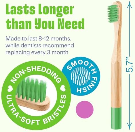 VIVAGO Kids Toothbrush - Kids Bamboo Toothbrushes with Soft Bristles 6 Pack - Image 4