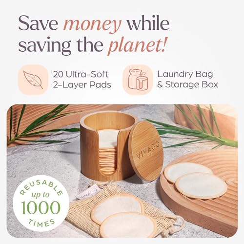 VIVAGO Reusable Cotton Rounds for Face - 20 Pack - Image 2