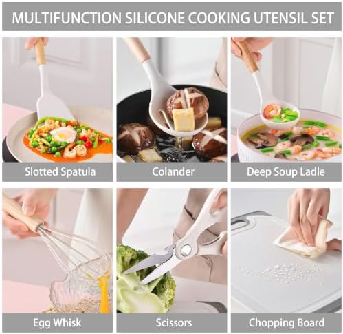 19-Piece Kitchen Utensil and Knife Set, Black (White) - Image 4
