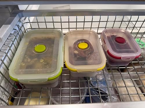 Collapsible Silicone Food Storage Containers - Rectangular Set of 4 with Airtight Snap-Down Plastic Lids - Microwave, Dishwasher, Freezer Safe - Image 4