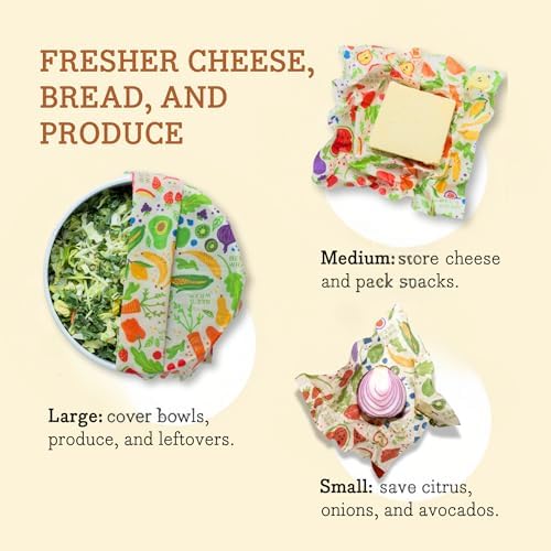 Bee's Wrap Beeswax Food Wraps, 3 Pack Assorted - Garden Party - Image 5