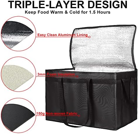 2-Pack Insulated Food Delivery Bag, XXX-Large Cooler Bags, Black - Image 4