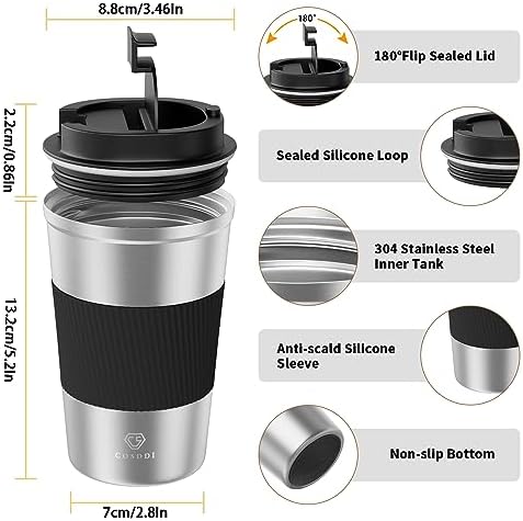 CS COSDDI 12 oz Coffee mug - Stainless Steel Coffee Cup with Leakproof Lid - Image 2
