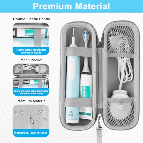 Toothbrush Travel Case for Oral B/Oral-B Pro 1000 1500 5000 7000 7500 9600/ Philips Sonicare 4100 5100 6100 5300 Electric Toothbrush, Portable Hard Protective Storage Bag (Gradient Case and 2 Caps) - Image 3