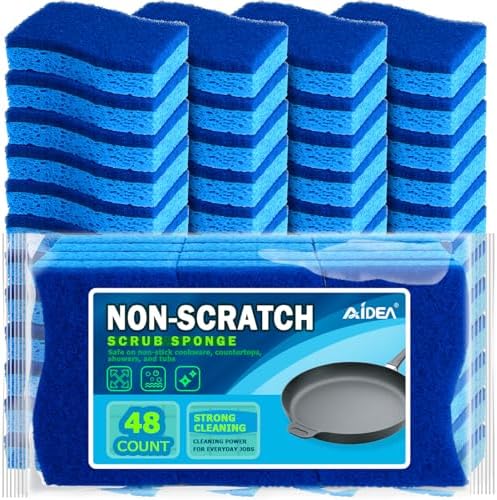 AIDEA Non-Scratch Scrub Sponge-48Count, Sponges Kitchen, Sponges for Dishes by AIDEAHOME