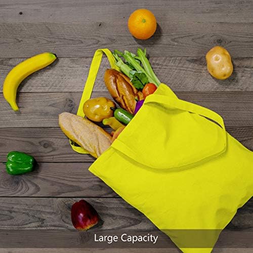 TOPDesign 12-Pack Economical 16"x15" Yellow Cotton Tote Bag, Lightweight Medium Reusable Grocery Shopping Cloth Bags, Suitable for DIY, Advertising, Promotion, Gift, Activity - Image 5