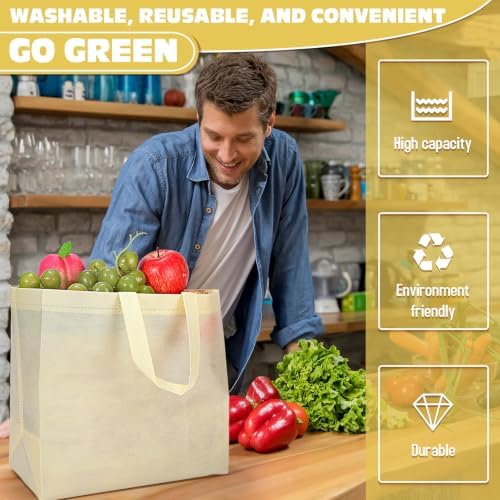 Windyun Reusable Grocery Bags Non Woven with Handles - Image 5