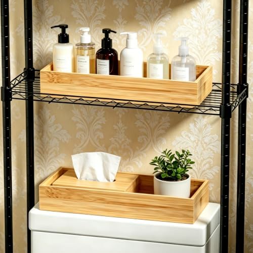 Kitchen Bamboo Drawer Organizer Set of 2, Large Wide Stackable Drawer Organizer for Silverware, Utensils, Cutlery, Flatware, Junk Drawer, Dresser, Bathroom, 17" x 6" x 2" - Image 5