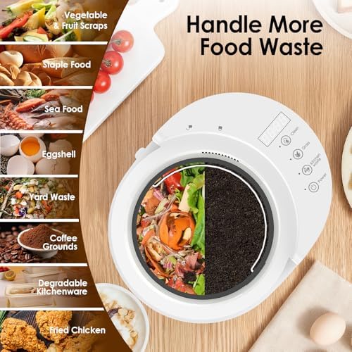Electric Composter for Kitchen, 3L Food Recycler Composter with Auto-Cleaning/Odor-Free/LED Display/Low Noise, Smart Countertop Compost Bin 4-6H Turn Food Waste into Fertilizer for Home Indoor Use - Image 3