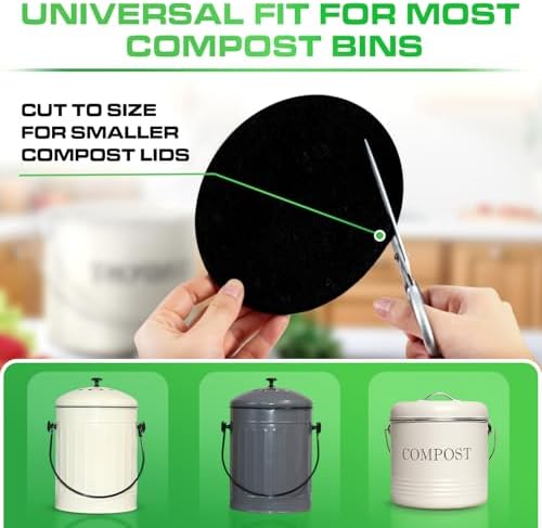 Plexon 10 Packs Charcoal Filters for Compost Bucket Countertop Bin 1.5 Gallon - Kitchen Natural Home Compost Bin Filter - Replacement Refill, Round 6.5 inch - Image 4