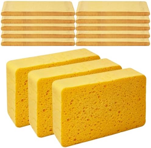 10-Count Kitchen Sponges, Compostable Thicker Pop-Up Sponges - Expanding, Non-Scratch, Plant-Based Dish Cellulose Sponges Car Wash Sponges (5 x 3.5 x 1.2 inches), Yellow by Mainlyrunmakeupsuppliers