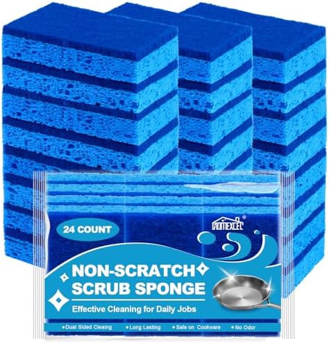 HOMEXCEL Sponges Kitchen 24 Pack, Non Scratch Scrub Dish Sponge for Dishes by HOMEXCEL