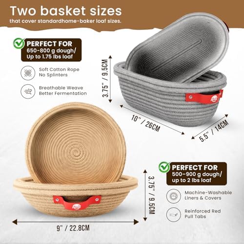 RICCLE Sourdough Starter Kit, Banneton Bread Proofing Basket Set, 2 Baskets - Image 5