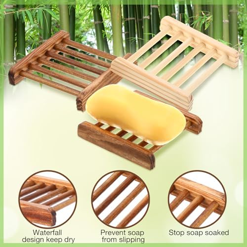 Amyhill 100 Pcs Bamboo Soap Dish Bulk Holder Draining,Wood Charcoal Color - Image 6