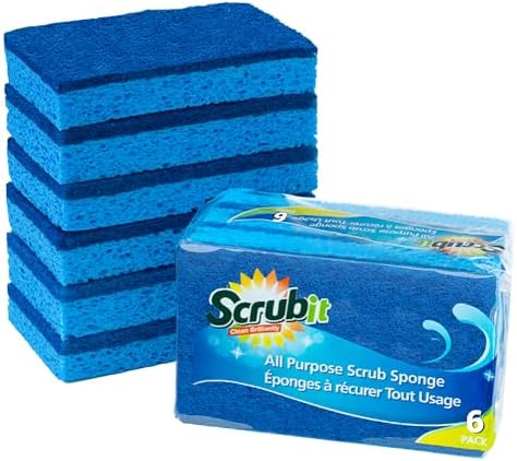 SCRUBIT Kitchen Scrub Sponges - Non-Scratch Dishwashing Sponge for Cleaning Dishes, pots and Pans - 12 Pack (Blue) by SCRUBIT