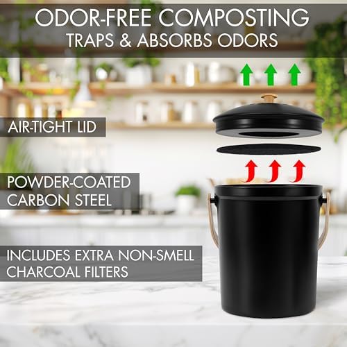 Beautiful Kitchen Compost Bin with Smell Proof Lid for Your Countertop - Image 6