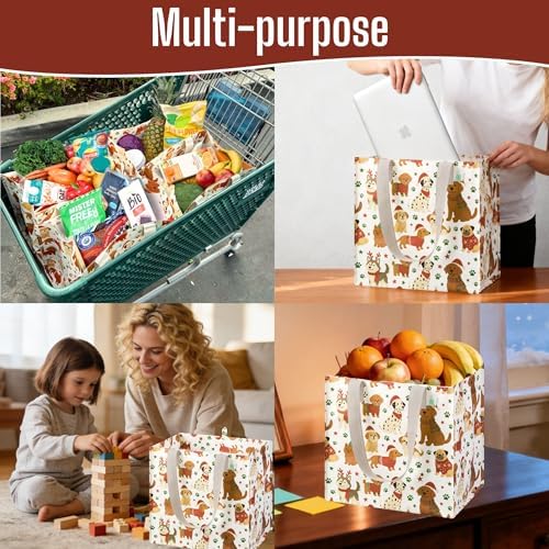 VENO 4 Pack Large Grocery Bag Reusable Shopping Bags with Hard Bottom - Image 2