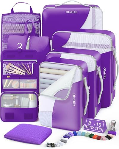 OlarHike 8 Set Packing Cubes for Travel,Gifts for Women Mom,Anti-Tearing Suitcase Organizer,with Over 1000 pcs Mesh Holes,Vacation Essentials & Accessories for Cruise Ship by OlarHike