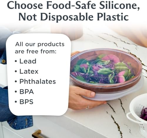 Stasher Premium Reusable Silicone Stretch Lids, Clear, 3-Pack, Large - Image 6