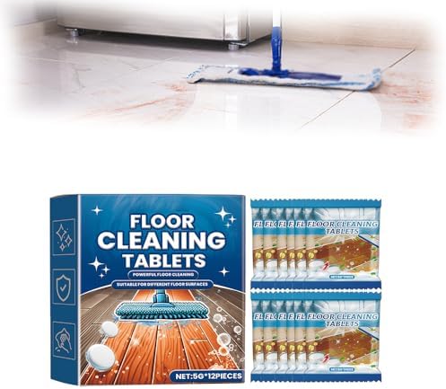 Effervescent Floor Cleaning Tablets, 12pcs Floor Cleaning Tablets, Floor Cleaner Tablets for Mopping with Minor Scratch Repair, Multi-Surface Dissolvable Cleaning Solution (1pcs) by Unknown