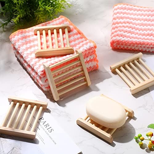 Amyhill 50 Pcs Bamboo Soap Dish Bulk Soap Holder Draining,Wooden Color - Image 6