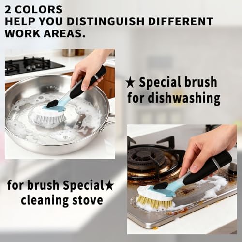 Dish Brush Refill Head for OXO Soap Dispensing Dish Brush, 3 Khaki+ 3 White - Image 5