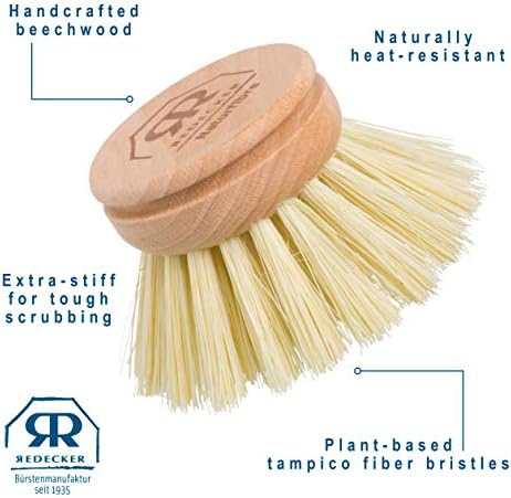 Redecker Dish Brush Replacement Head, Tampico Fiber, 1-1/2 Inch Round – Wooden Replacement Brush Head for Everyday Dishwashing, Made in Germany - Image 6
