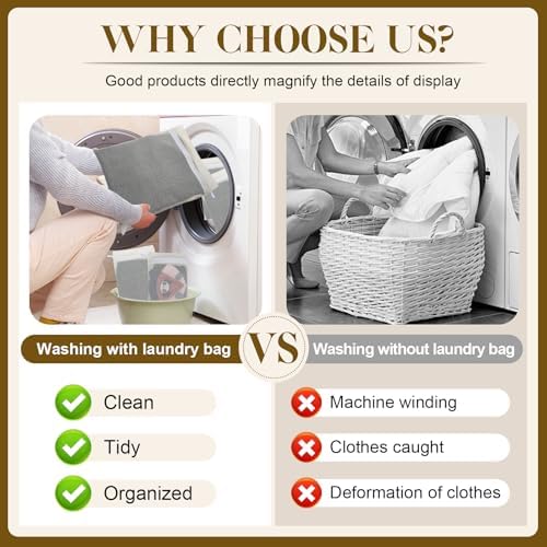 5-Piece Organic Cotton Laundry Bags with Zipper and Hanging Loop, 3 Sizes (S, M, L) Mesh Laundry Bag, Durable Cotton Mesh Laundry Bag for Delicate Underwear and Socks. - Image 5