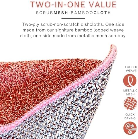 Whiffkitch Scrubbing Dishcloths 2ply Mesh Scrub Reusable Dishrag 6pk 6x7in - Image 5